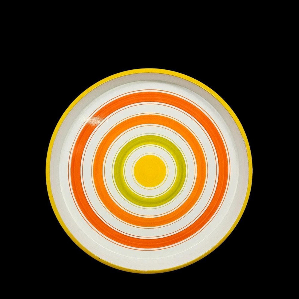 Vintage 60s Gamblers Import Candy Striped‎ Oval Enamelware Circle Tray Japan